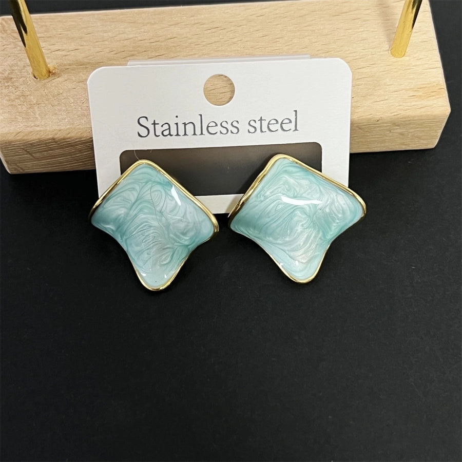 Square Enamel Earrings [304 Stainless Steel]