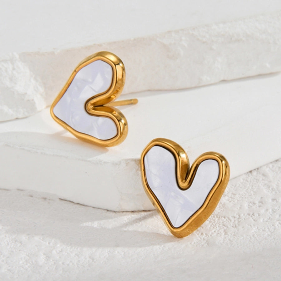 Mix Heart Zircon Designs Earrings [304 Stainless Steel,18K Gold Plated]