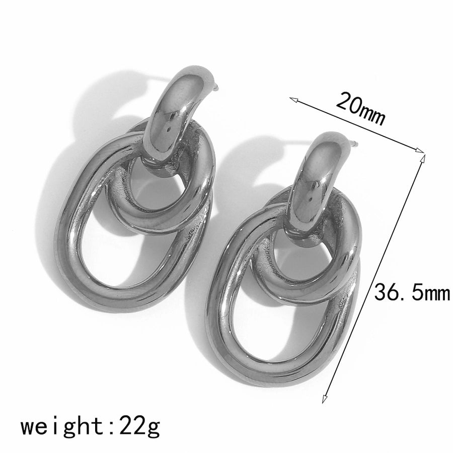 Boucles d'oreilles à double cerceau [304 en acier inoxydable, 18 km plaqués à l'or]