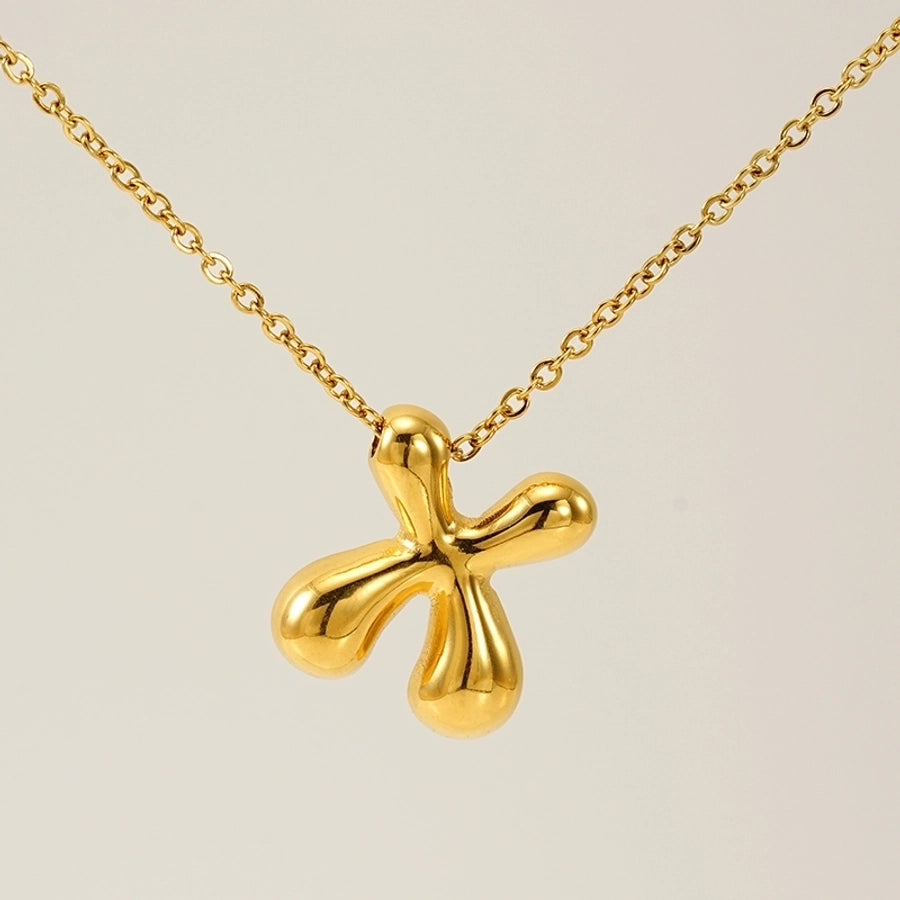 Letter Pendant Necklace [304 Stainless Steel,18K Gold Plated]