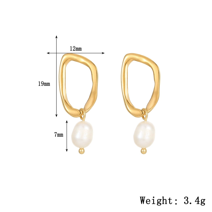 Drop Pearl Earrings [304 Stainless Steel]