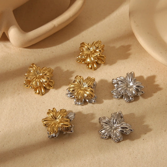 Flower Earrings [304 Stainless Steel,18K Gold Plated]