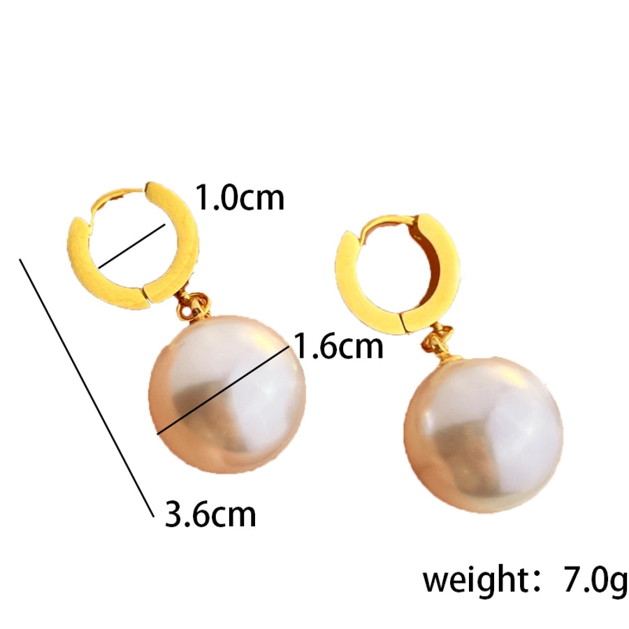 Retro Pearl Drop Earrings [304 Stainless Steel,18K Gold Plated]