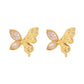 Jewelry IG Style Commute Geometric Butterfly 304 Stainless Steel Zircon 18K Gold Plated Inlay Earrings Necklace