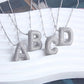 Three-dimensional Letter Zircon Pendant Necklace [304 Stainless Steel,Copper]