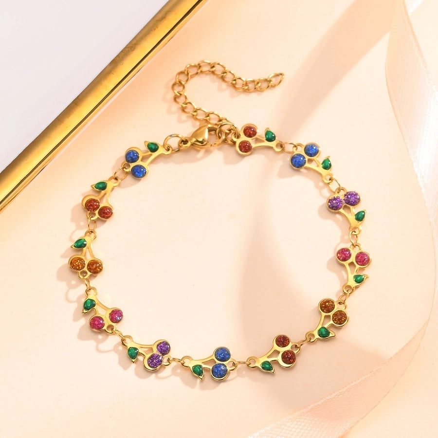 Cherry/Heart/Flower Bracelets [201 Stainless Steel,18K Gold Plated]