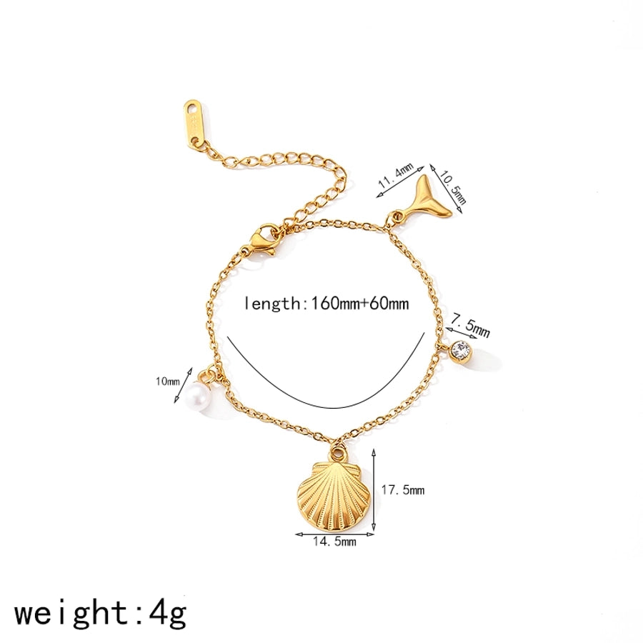 Marine Style Starfish Ocean Shell Bracelet/Necklace [304 Stainless Steel,18K Gold Plated]