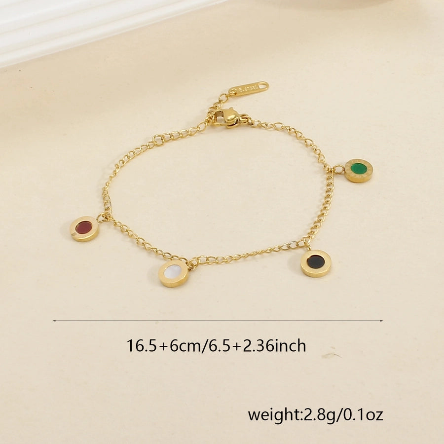 Round Clover Bracelet [304 Stainless Steel,18K Gold Plated]