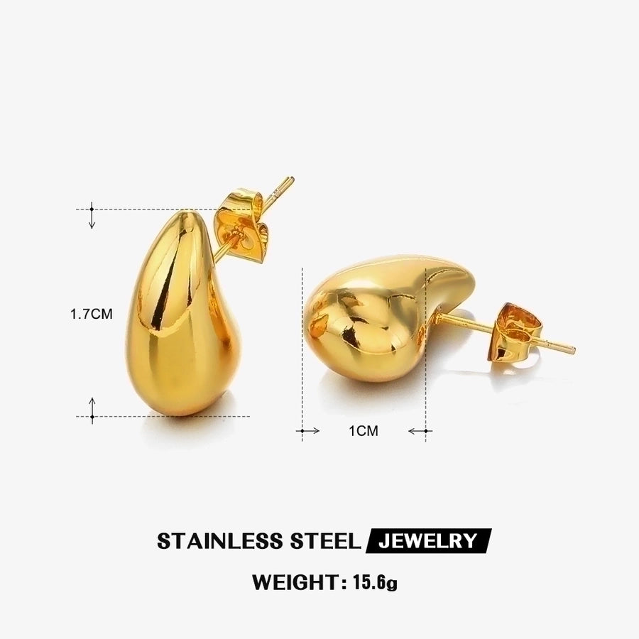 Water Droplets Stud Earrings [304 Stainless Steel,18K Gold Plated]