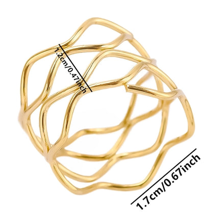 Criss Cross Hollow Ring [304 Stainless Steel 18K Gold Plated]