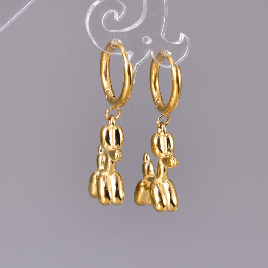 Cartoon Dog Drop Earrings [304 Stainless Steel 18K Gold Plated]