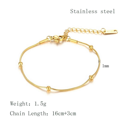 Thin Small Bead Chain [304 Stainless Steel,18K Gold Plated]