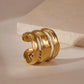 Leaves Water Droplets Snake Rings [304 Stainless Steel,18K Gold Plated]