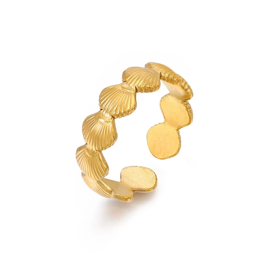 Beach Plating Shell Open Ring [304 Stainless Steel 18K Gold Plated]