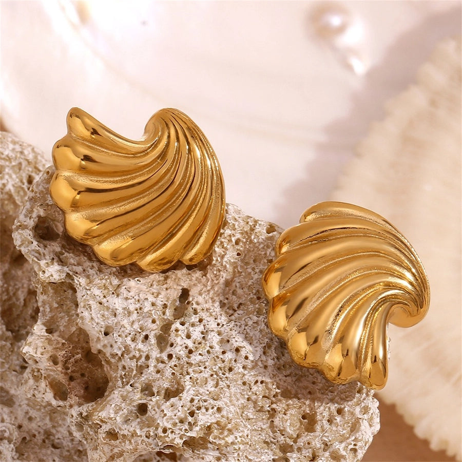 Marine Style Simple Style Sea Wave Earrings [304 Stainless Steel, 18K Gold Plated]