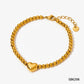 Heart Shape Beaded Bracelet/Necklace [304 Stainless Steel,16K Gold Plated]