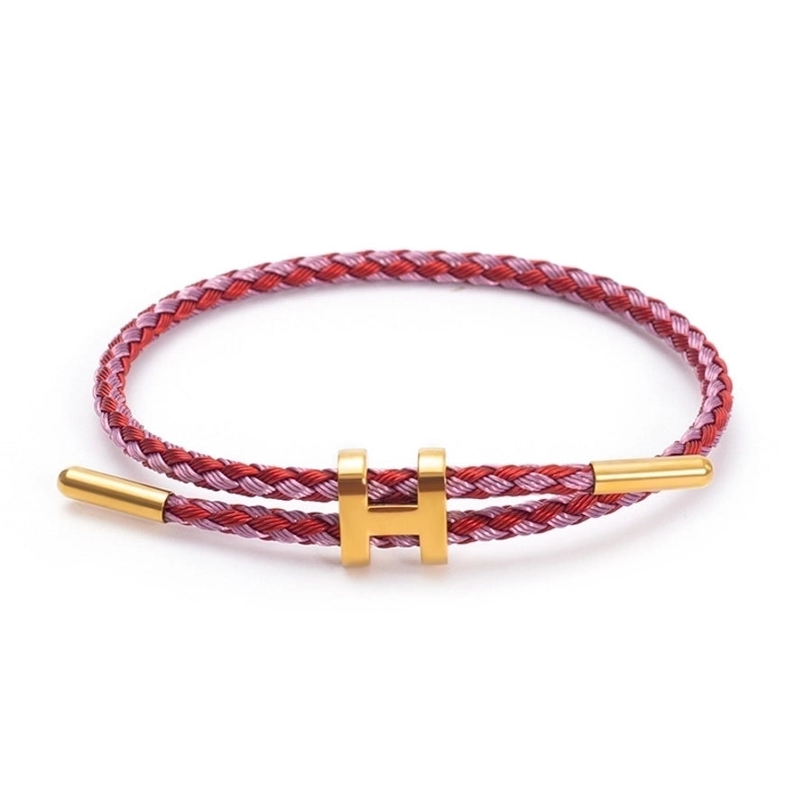 H Letter Wire Rope  Bracelets [304 Stainless Steel, 18K Gold Plated]