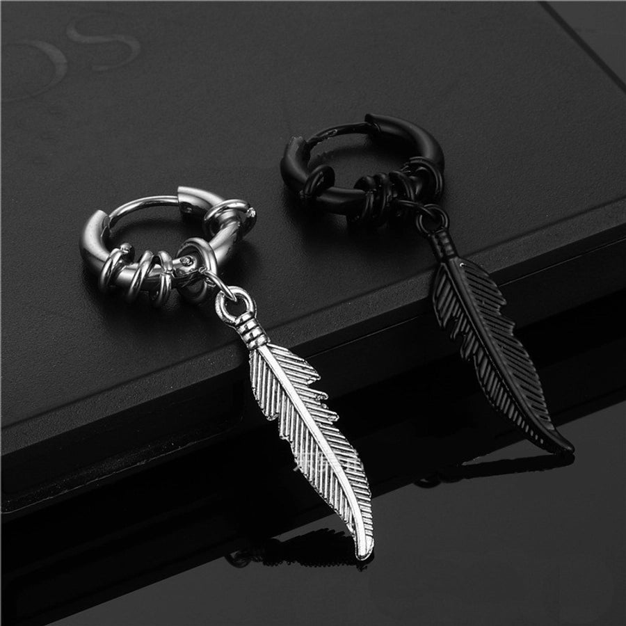 Feather Earrings 1 Piece [Stainless Steel]