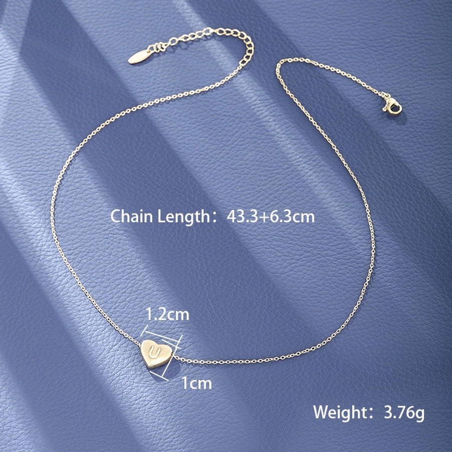 Letter Heart Shape Necklace [304 Stainless Steel,18K Gold Plated]