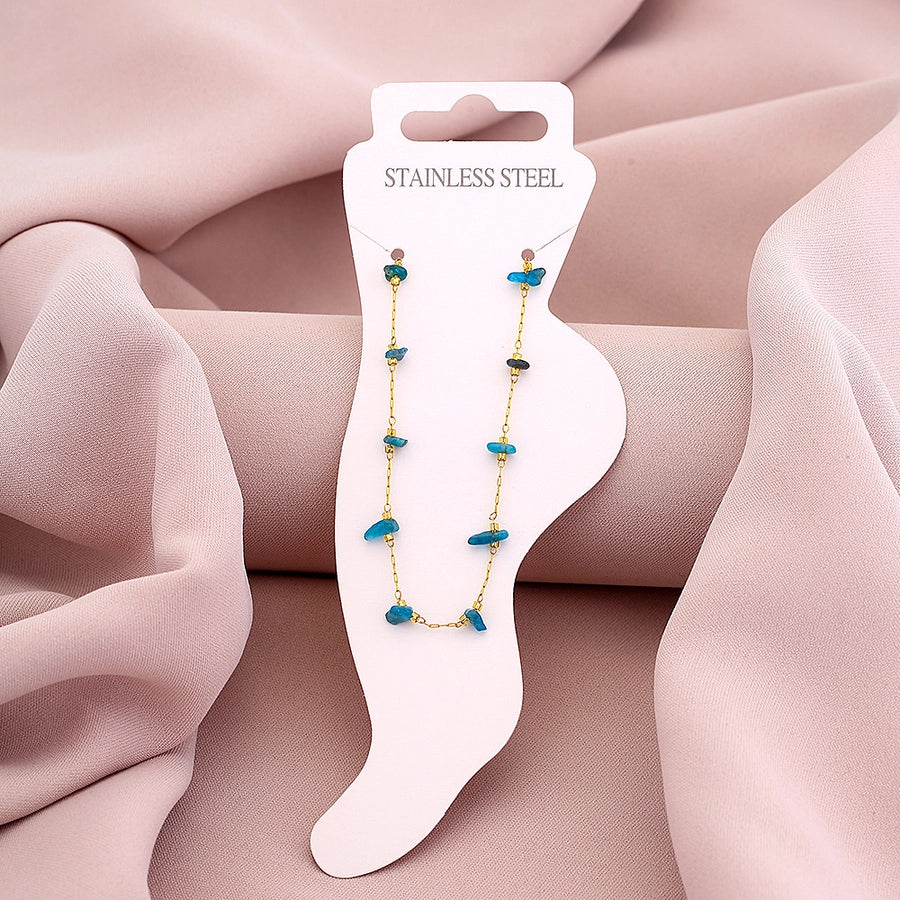 Stones Anklet [304 Stainless Steel, 18K Gold Plated]