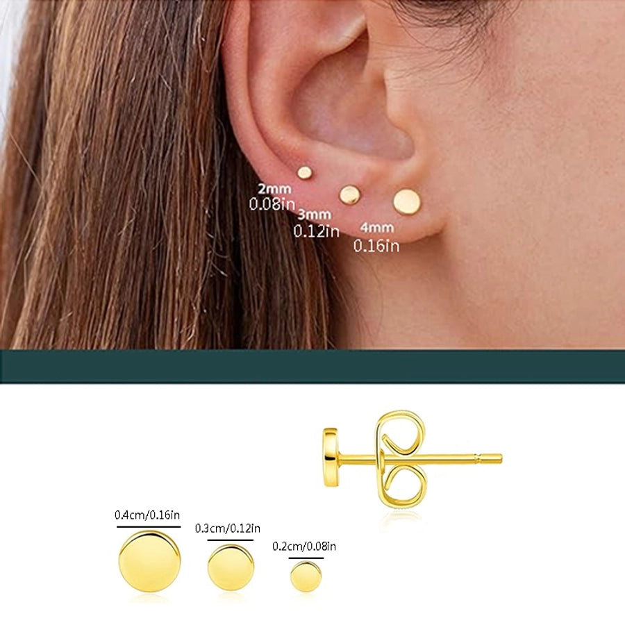 Flat Round Stud Earrings [304 Stainless Steel]