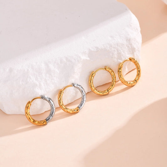 Color Block Solid Color Hoop Earrings [201 Stainless Steel,18K Gold Plated]