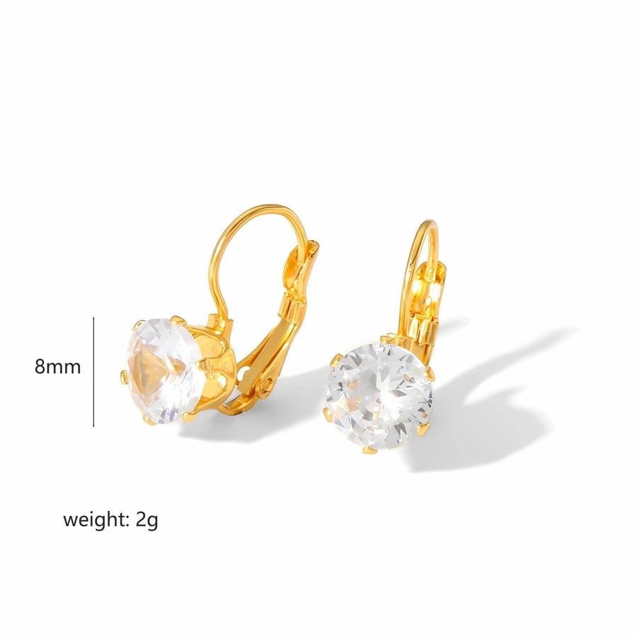 Pearl Zircon Stud Earrings [304 Stainless Steel, 18K Gold Plated]