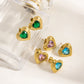 Heart Shape Rhinestones Earrings [304 Stainless Steel,14K Gold Plated]