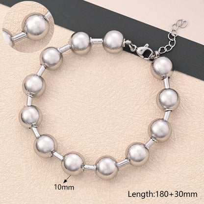 Round Oval Beads Bracelets [304 Stainless Steel]