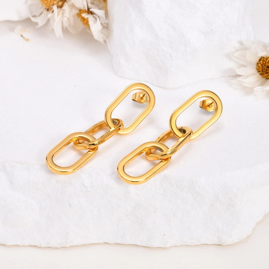 Asymmetrical Chain Earrings [201 Stainless Steel,18K Gold Plated]