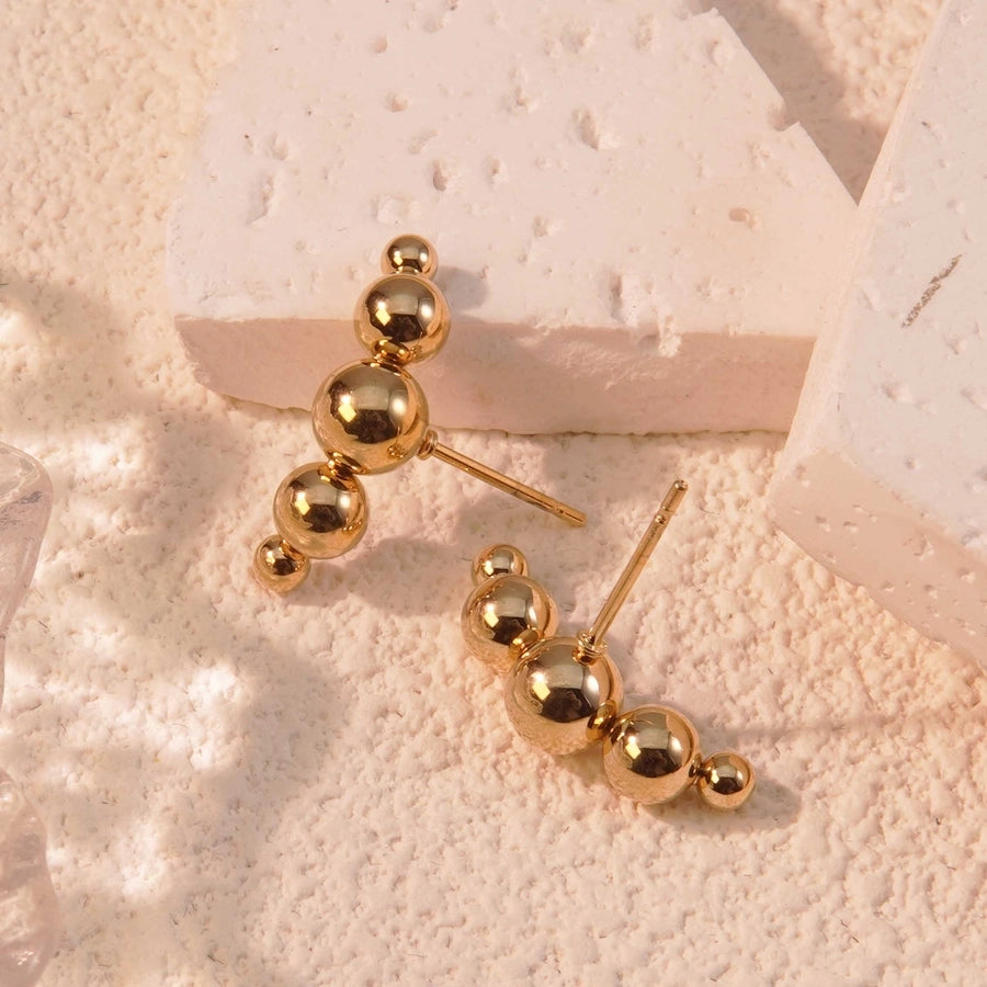 Small bead Ball Earrings [304 Stainless Steel,18K Gold Plated]