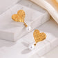 Heart Shape Artificial Pearls Earrings [201 Stainless Steel,18K Gold Plated]