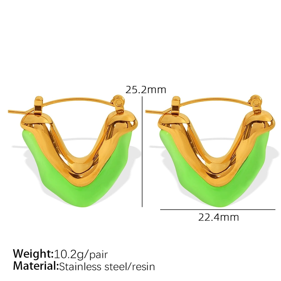 Boucles d'oreilles en résine époxy rectangulaire [304 en acier inoxydable, 18 carats en or]