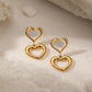 Double Hanging Hearts Earrings [304 Stainless Steel,18K Gold Plated]