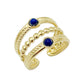 Layered Plating Stripe Turquoise Open Ring [304 Stainless Steel 14K Gold Plated]