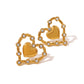 Heart Shape Polishing Zircon Earrings [304 Stainless Steel,18K Gold Plated]