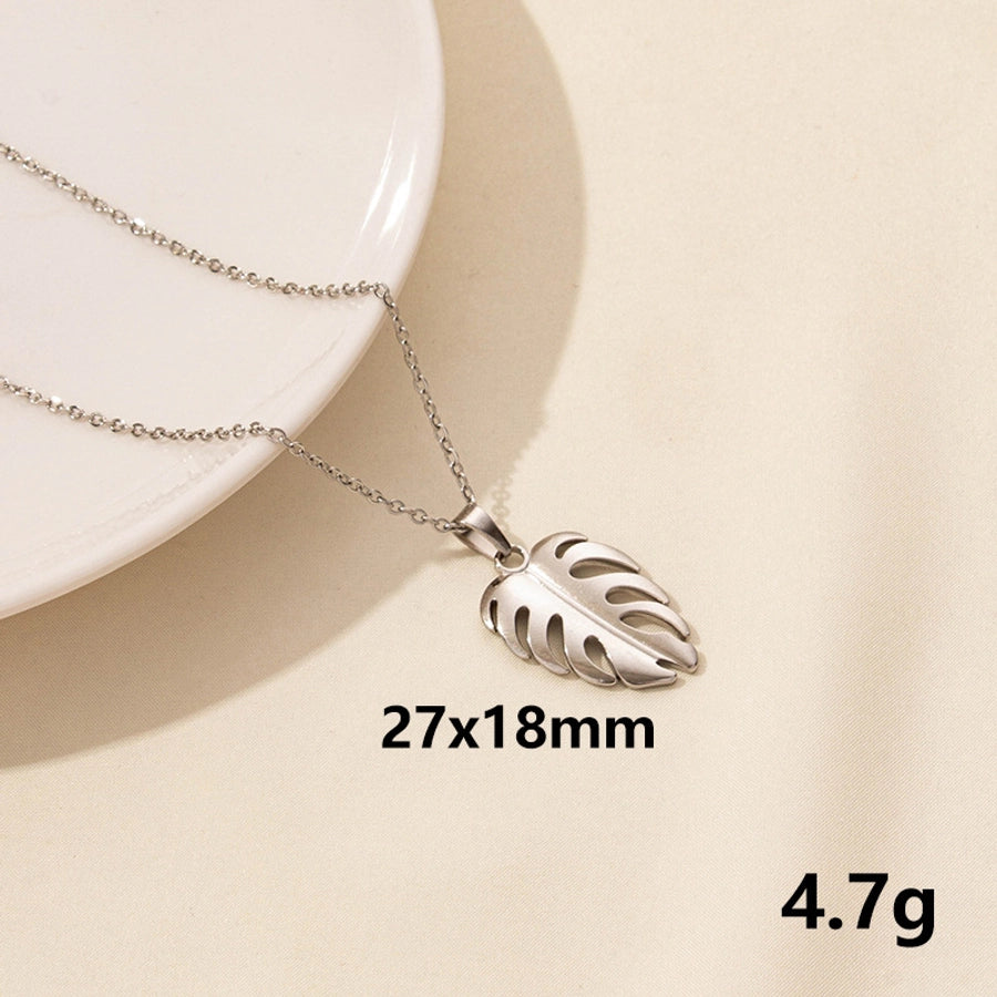 Leaves Pendant Necklace [304 Stainless Steel,18K Gold Plated]