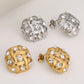 Luxurious Square Grid Rhinestone Earrings [304 Stainless Steel,18K Gold Plated]