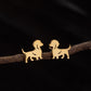 Dog Stud Earrings [304 Stainless Steel,18K Gold Plated]