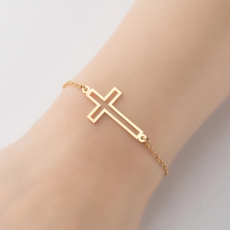 Cross Bracelets [201 Stainless Steel,18K Gold Plated]