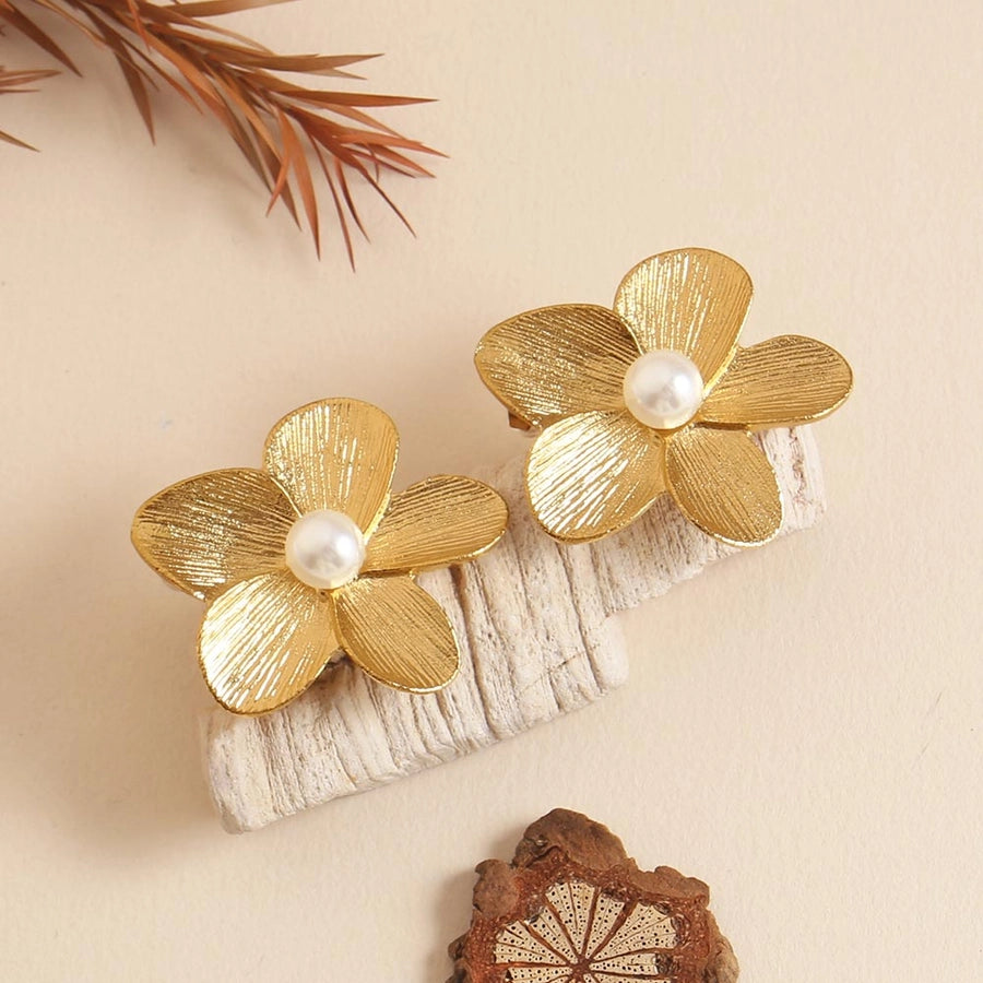 Mix Flower Earrings [304 Stainless Steel,18K Gold Plated]