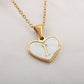 Letter Shell Heart Pendant Necklace [304 Stainless Steel,18K Gold Plated]