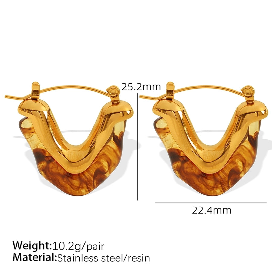 Rectangle Epoxy Resin Earrings [304 Stainless Steel,18K Gold Plated]