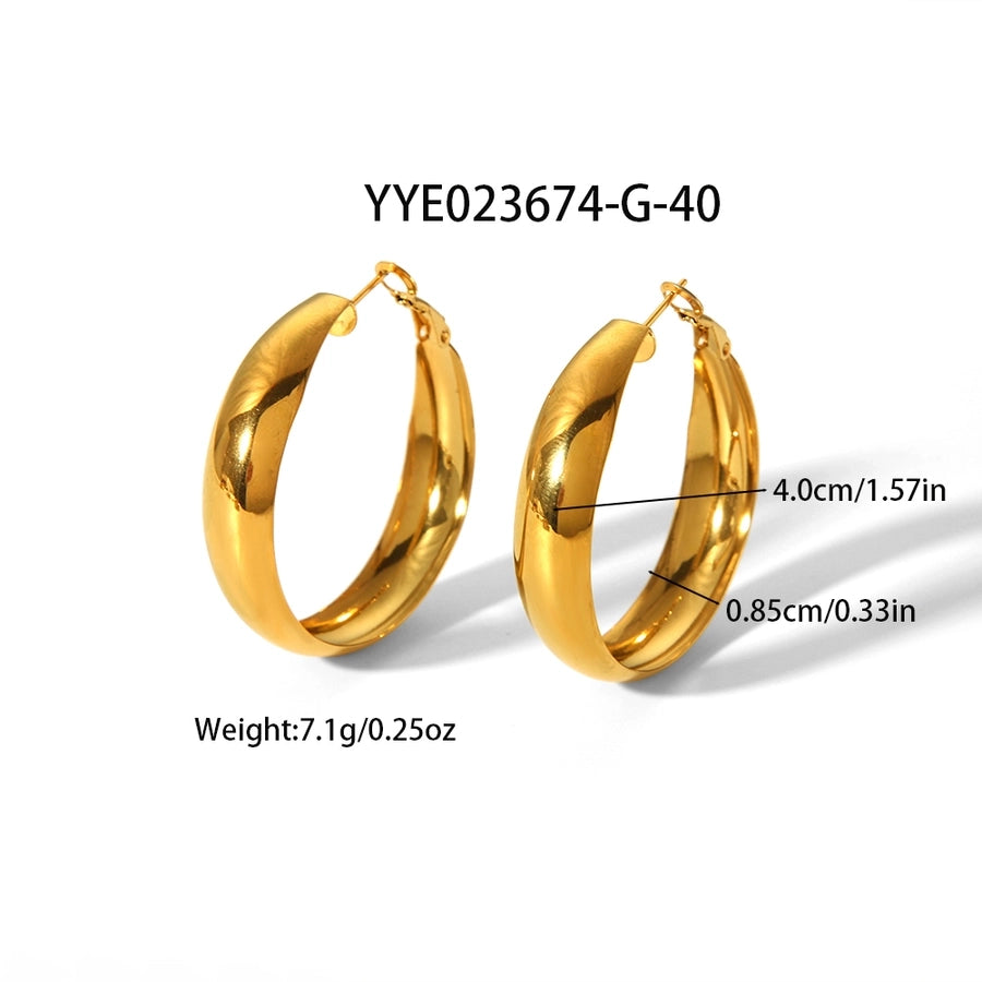 Round Polishing Hoop Earrings [304 Stainless Steel,18K Gold Plated]