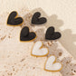 Heart Shape Black White Earrings [304 Stainless Steel]