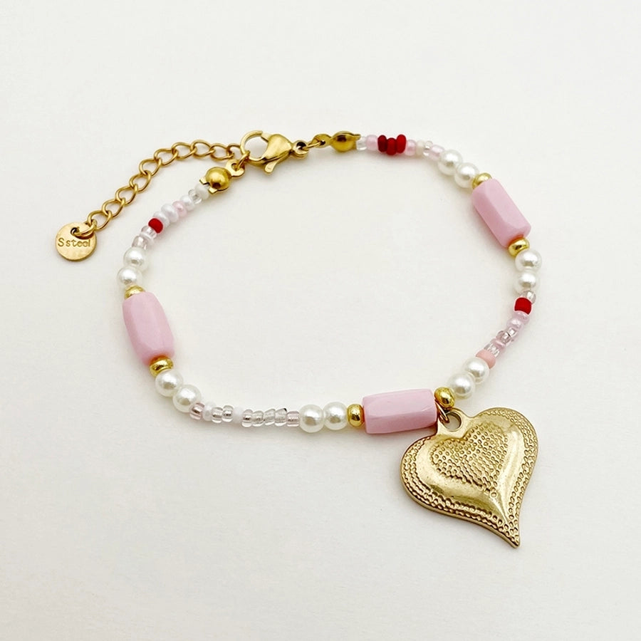 Perline a cuore in perline Bracciale/collana [304 acciaio inossidabile]