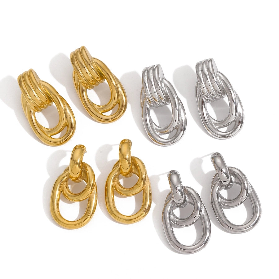 Double Hoop Earrings [304 Stainless Steel,18K Gold Plated]