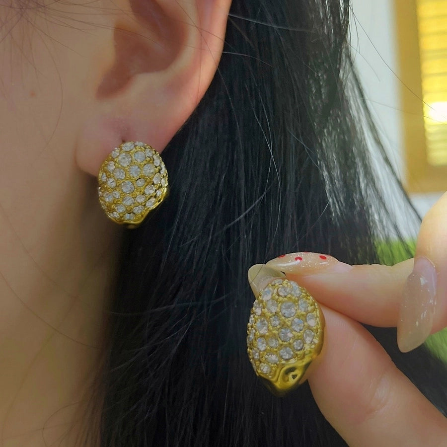 Princess French Style Irregular Rhinestones Earrings [304 Stainless Steel,18K Gold Plated]