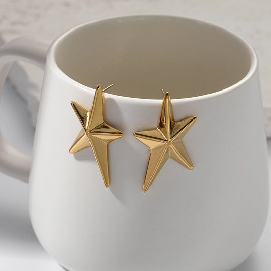 Star Earrings [304 Stainless Steel,14K Gold Plated]