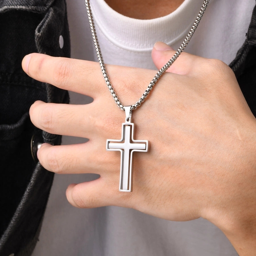 Classic Style Cross Pendant Necklace [304 Stainless Steel]